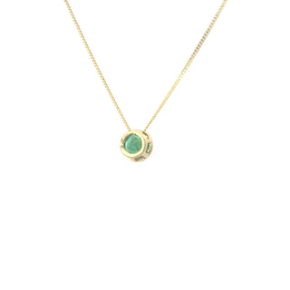 10K Yellow Gold 5mm Genuine Emerald Pendant, 18"