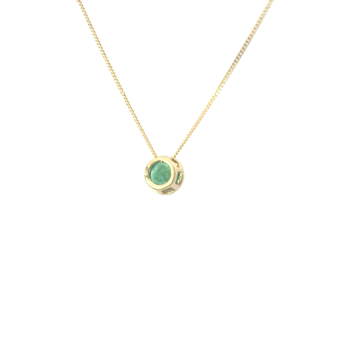 10K Yellow Gold 5mm Genuine Emerald Pendant, 18&quot;