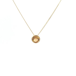 10K Yellow Gold 5mm Genuine Citrine Pendant, 18"