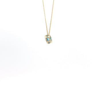 10K Yellow Gold 5mm Genuine Blue Topaz Pendant, 18"