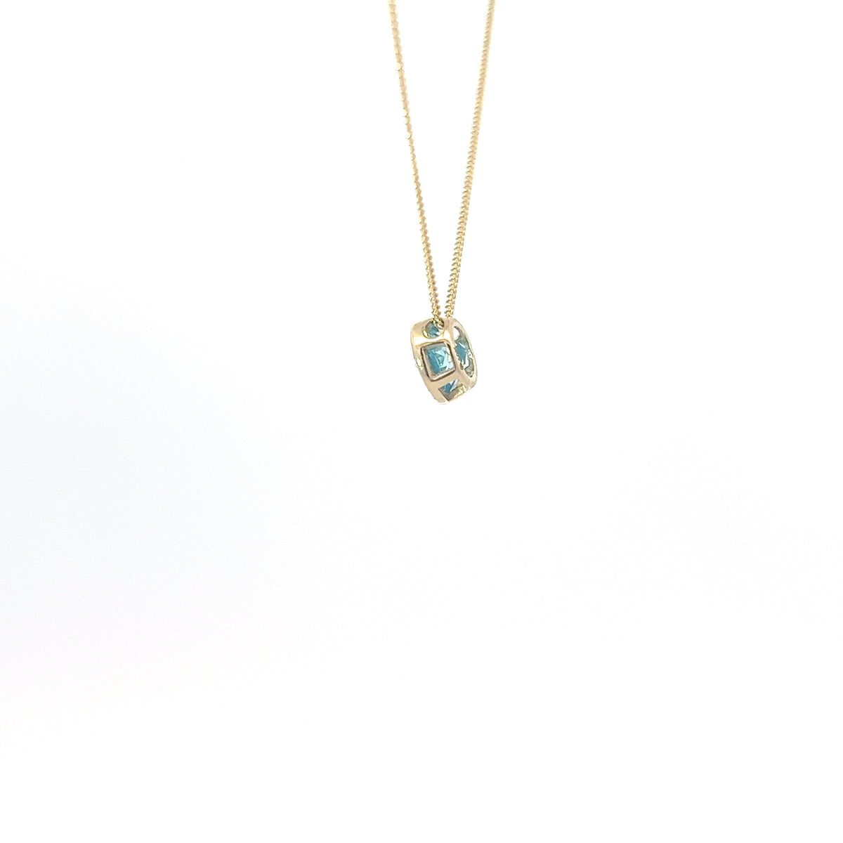 10K Yellow Gold 5mm Genuine Blue Topaz Pendant, 18&quot;