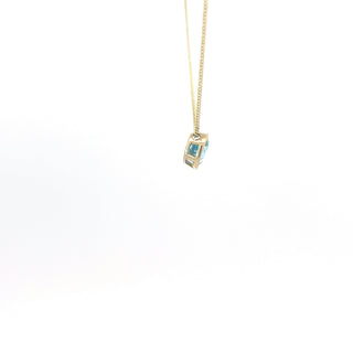 10K Yellow Gold 5mm Genuine Blue Topaz Pendant, 18"