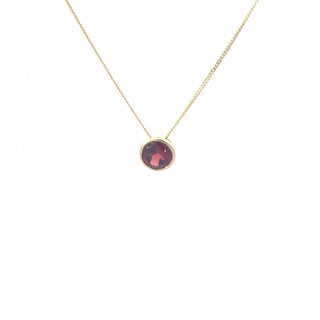 10K Yellow Gold 5mm Genuine Garnet Pendant, 18"