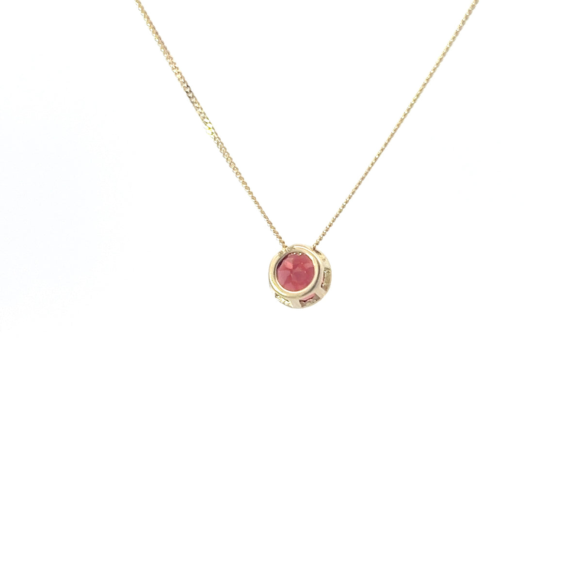 10K Yellow Gold 5mm Genuine Garnet Pendant, 18&quot;