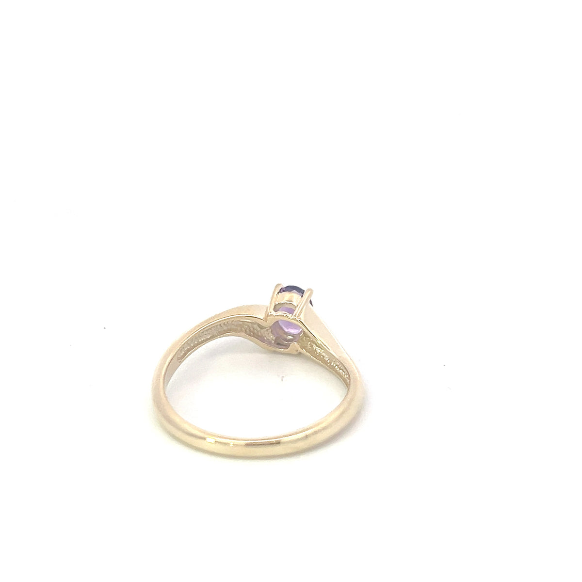 10K Yellow Gold Genuine Amethyst &amp; Diamond Ring