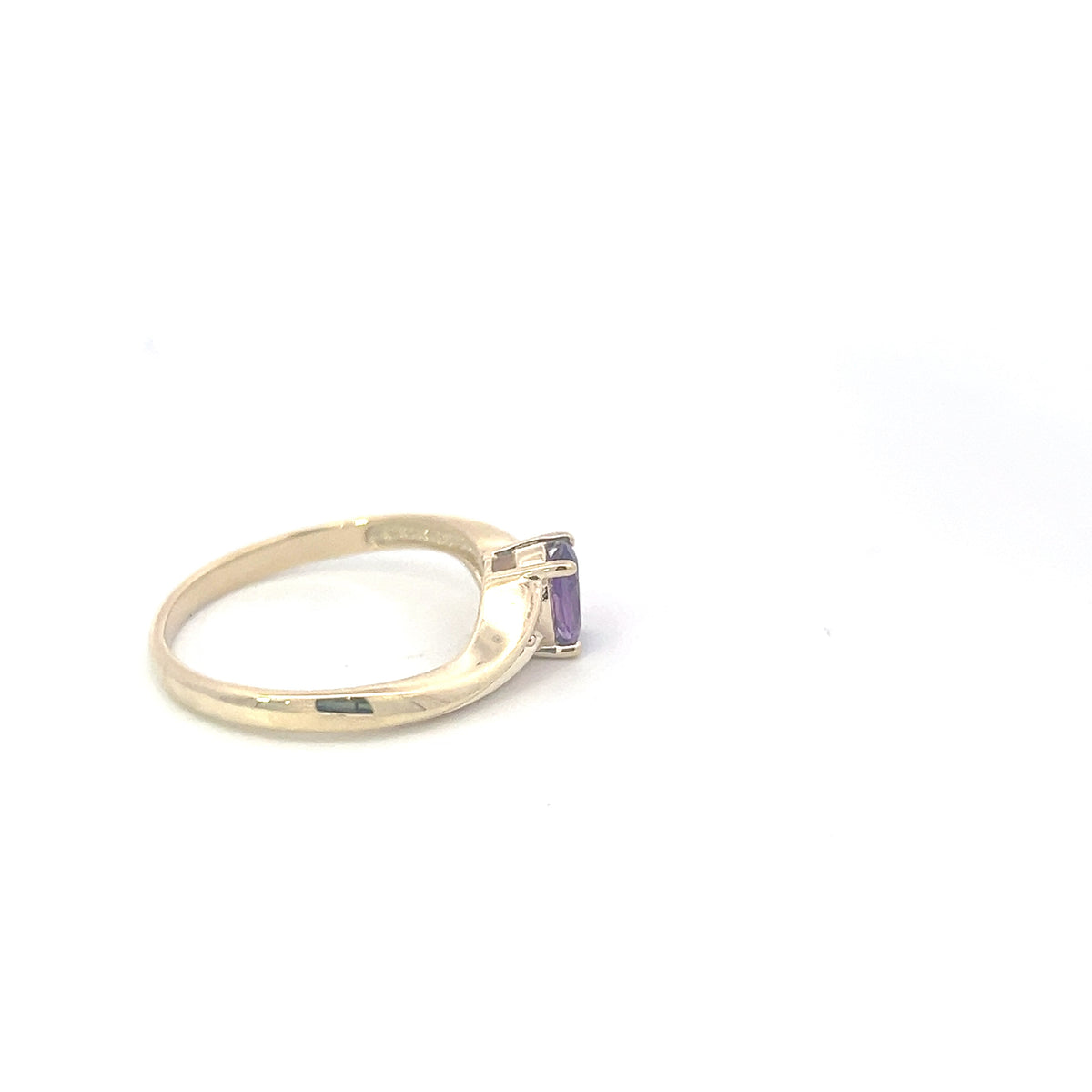 10K Yellow Gold Genuine Amethyst &amp; Diamond Ring