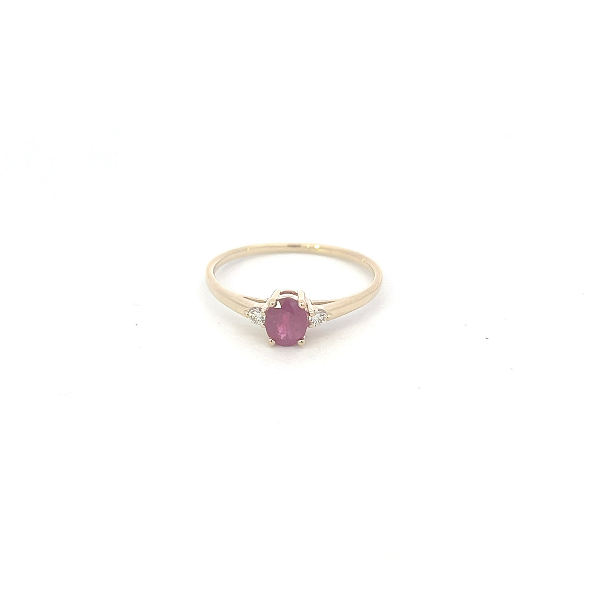 10K Yellow Gold Ruby and 0.60cttw Diamond Ring