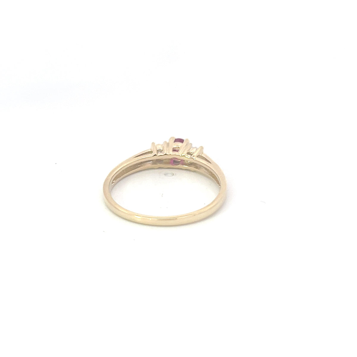 10K Yellow Gold 0.04cttw Diamond with Genuine Ruby Ring