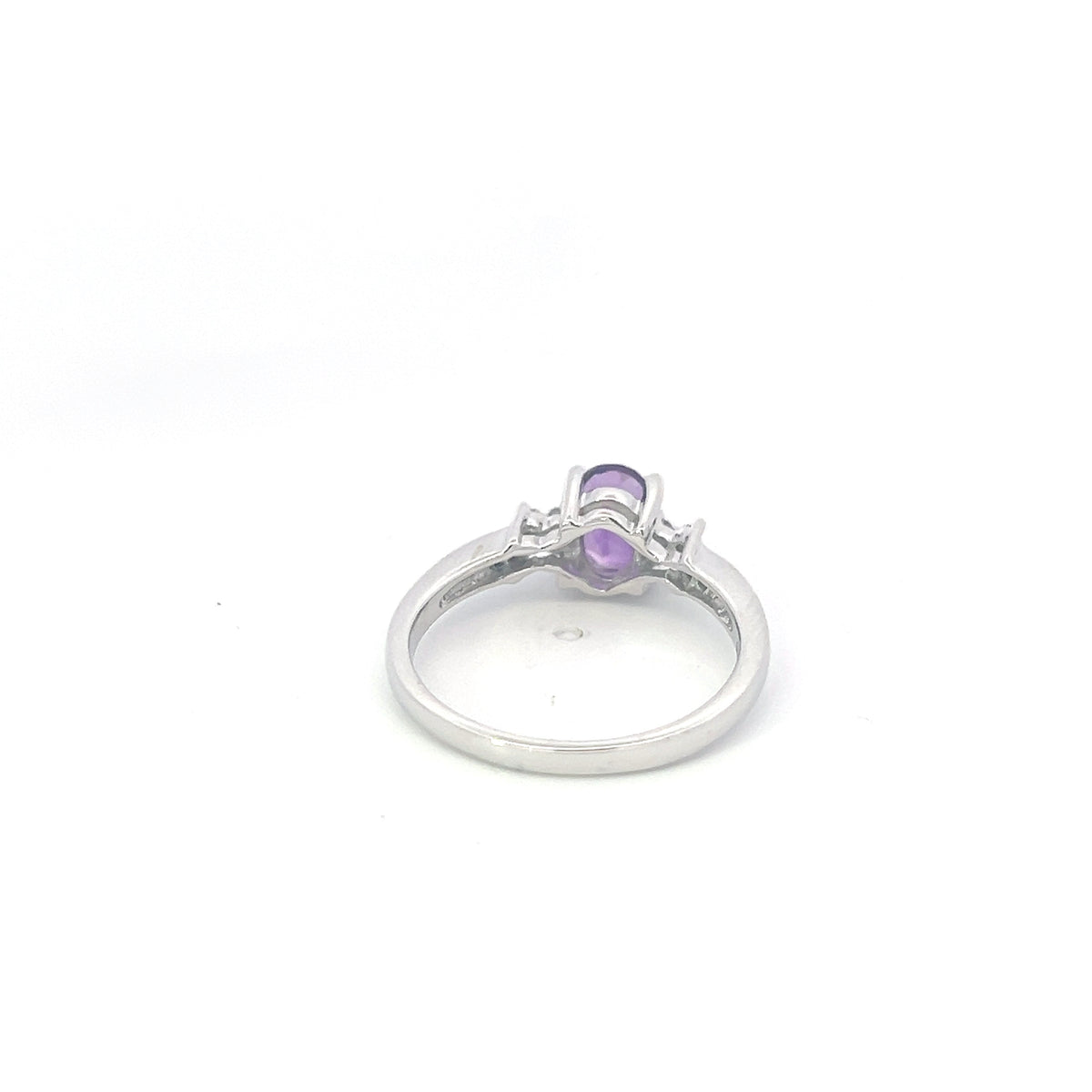 10K White Gold Amethyst and Diamond Ring