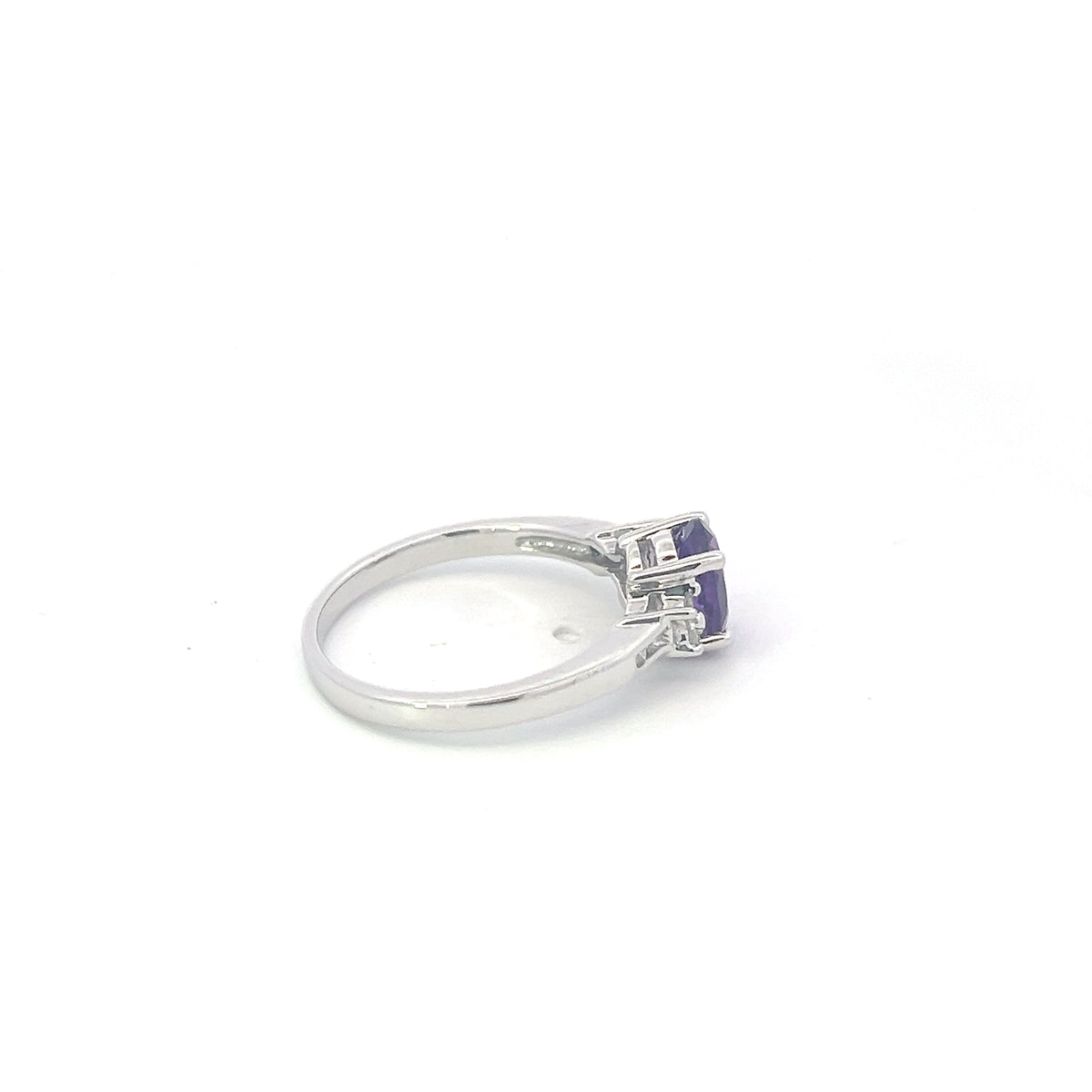 10K White Gold Amethyst and Diamond Ring