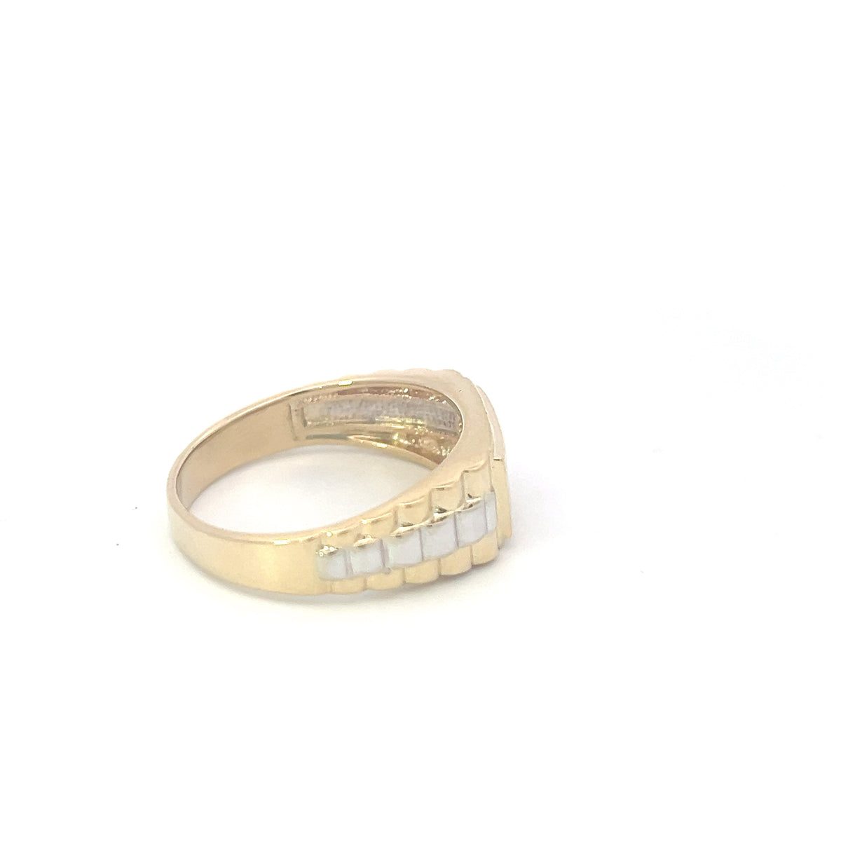 10K Yellow and White Gold Diamond Gents Ring