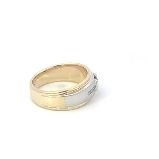 Anillo para hombre con diamantes y zafiros en oro amarillo de 10 quilates, talla 10