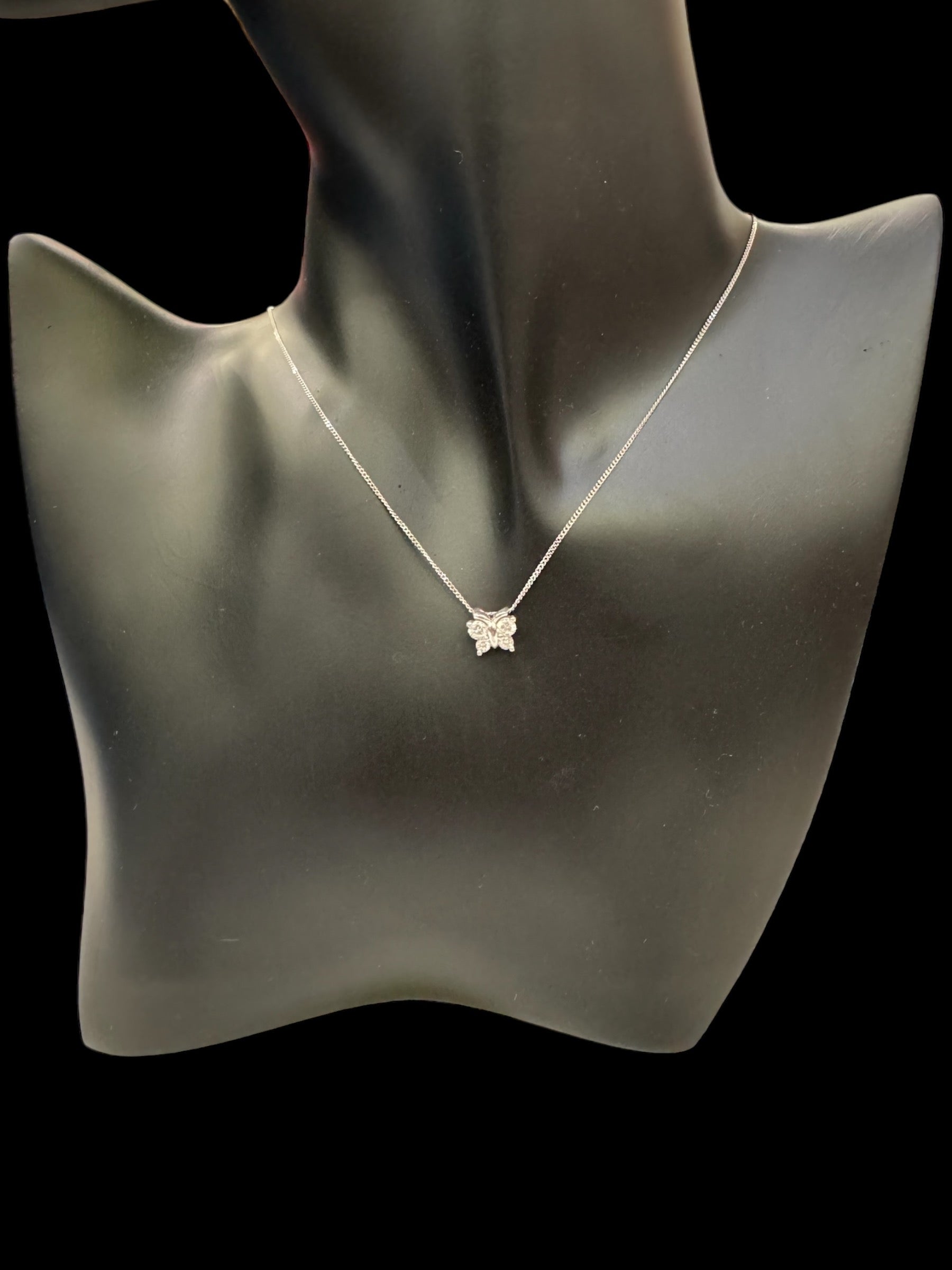 10K White Gold 0.34cttw Lab Grown Diamond Butterfly Necklace - 18 Inches
