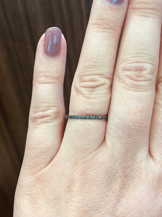 10K White Gold 0.10cttw Color Enhanced Blue Diamond Ring/Band