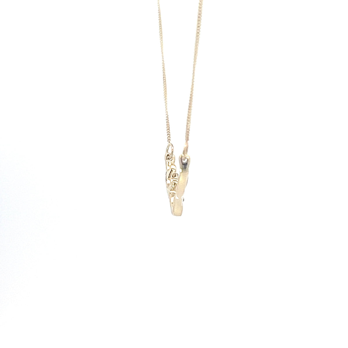 10K Yellow Gold 0.04cttw Diamond Antler Pendant, 18&quot;