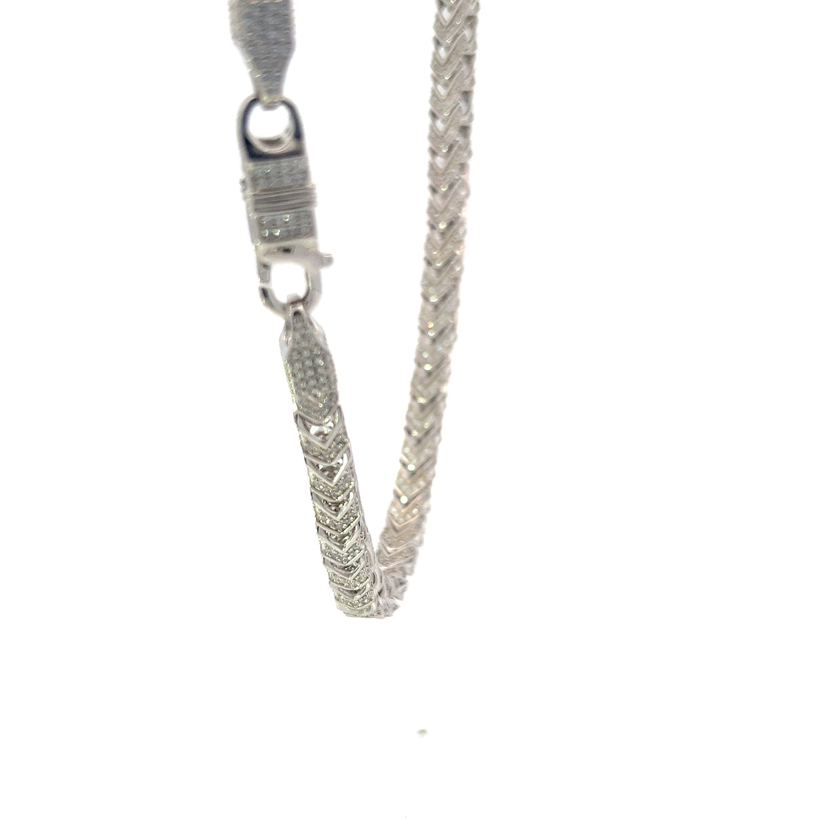 925 Sterling Silver 6mm Franco Chain with Cubic Zirconias - 20 Inches