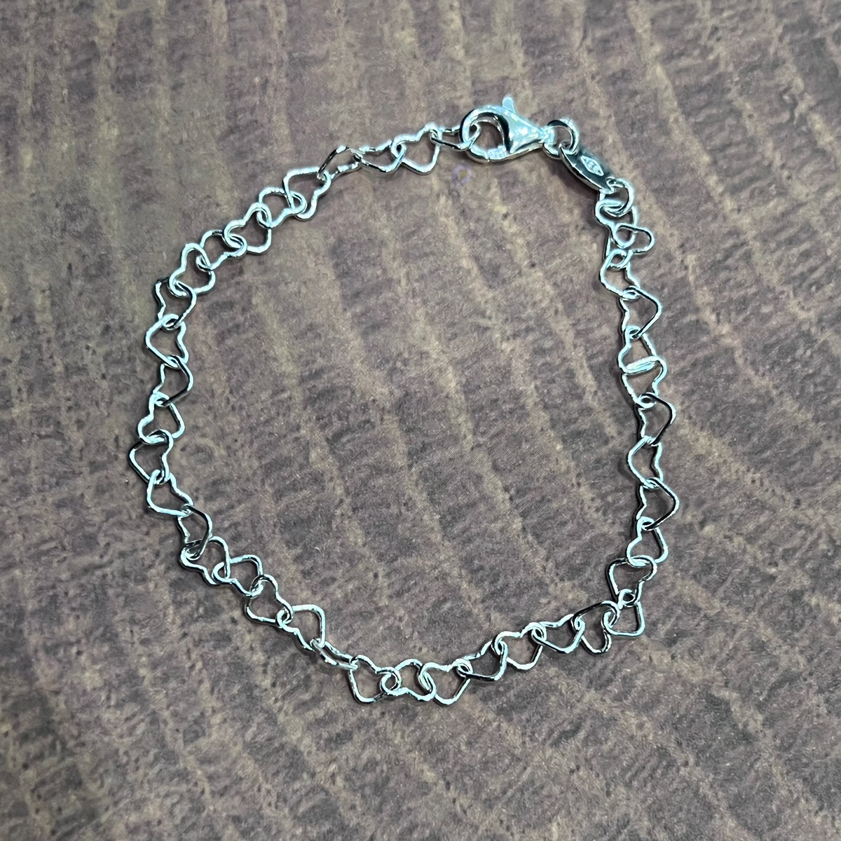 925 Sterling Silver 4.0mm Heart Link Bracelet  -  7.0 Inches