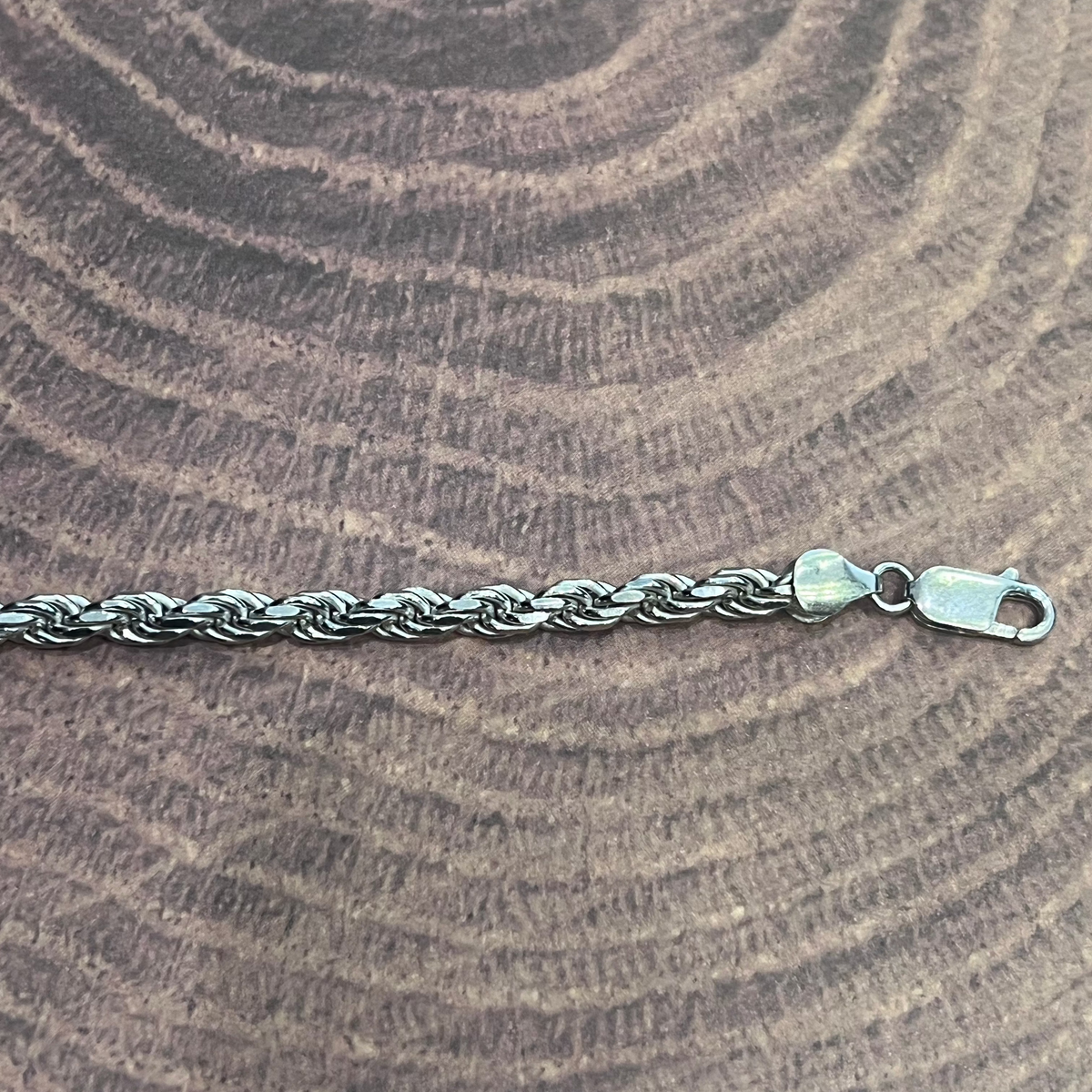 925 Sterling Silver 5.0mm Rope Link Bracelet  -  8.0 Inches