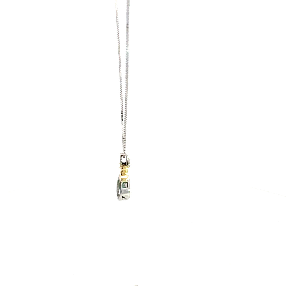 10K White and Yellow Gold 0.015 cttw Diamond and Emerald Pendant, 18&quot;