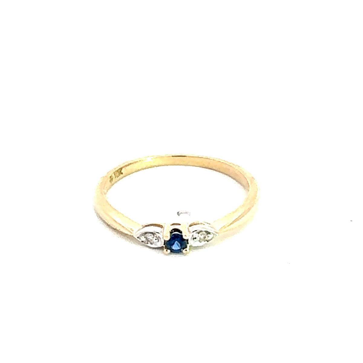 10K Yellow Gold Sapphire &amp; Diamond Ring