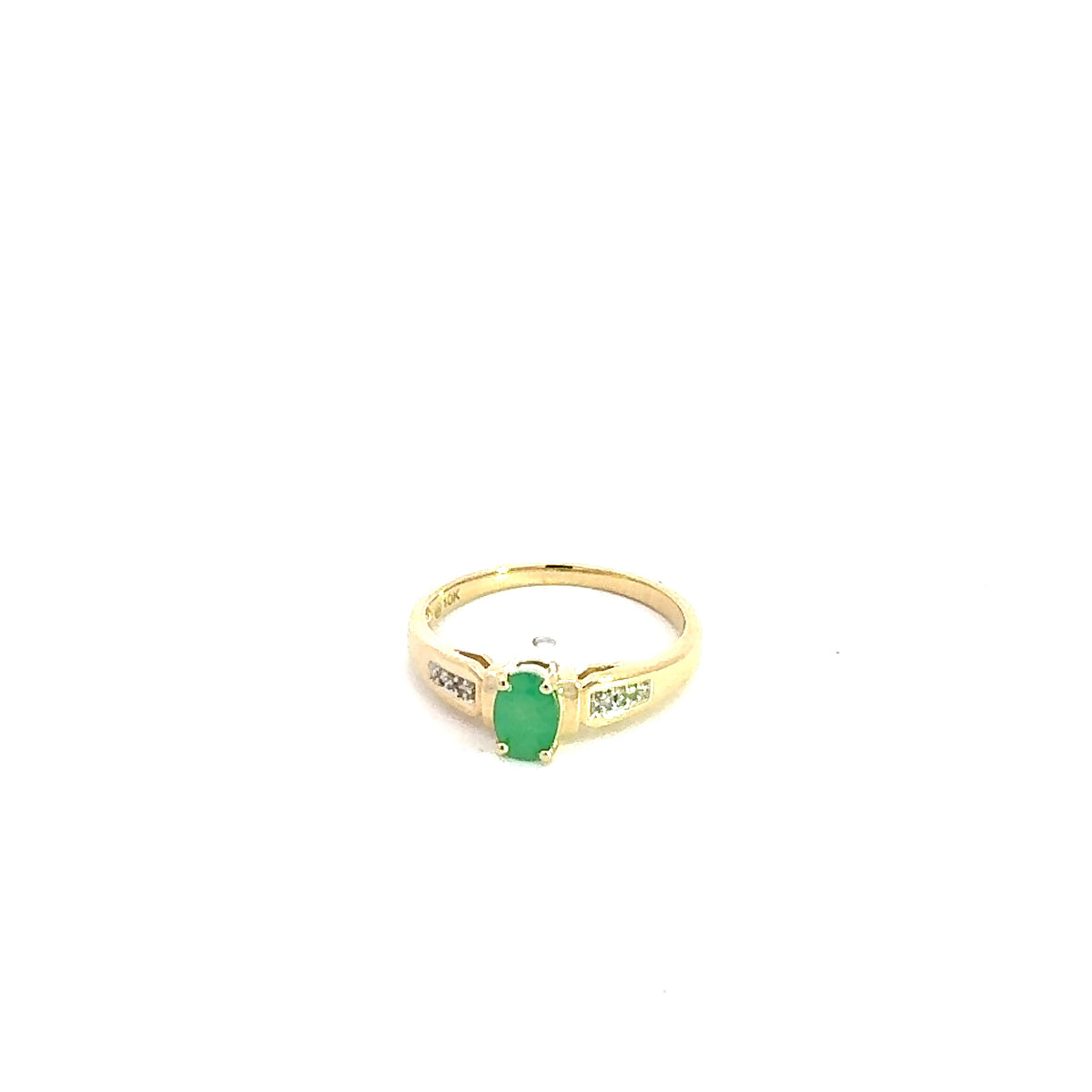 10K Yellow Gold Emerald &amp; Diamond Ring