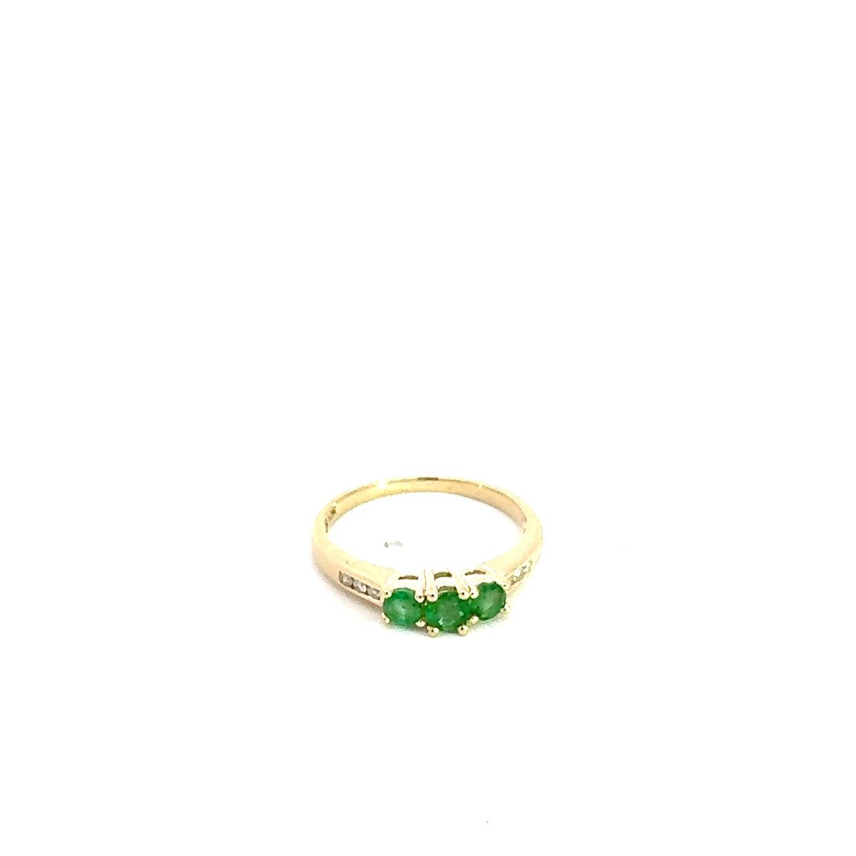 10K Yellow Gold Emerald &amp; Diamond Ring