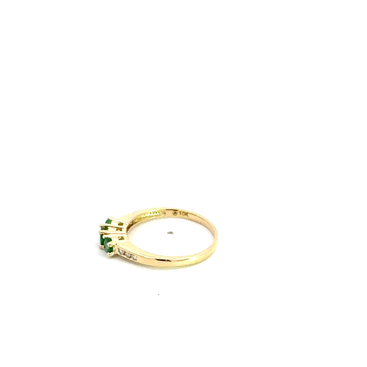 10K Yellow Gold Emerald &amp; Diamond Ring