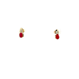10K Yellow Gold Ruby & Diamond Earring