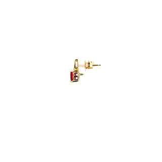 10K Yellow Gold Ruby & Diamond Earring