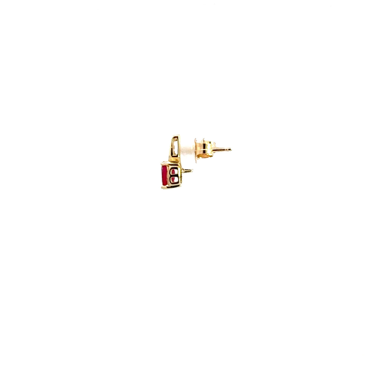 10K Yellow Gold Ruby &amp; Diamond Earring