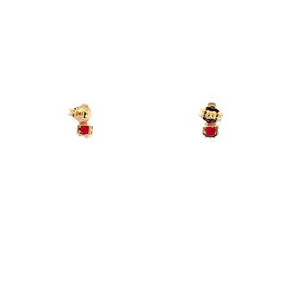 10K Yellow Gold Ruby & Diamond Earring
