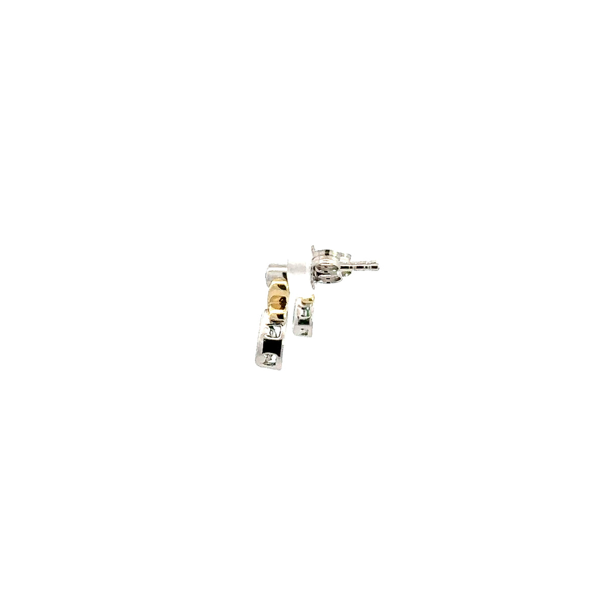 10K White and Yellow Gold Emerald &amp; Diamond Earring