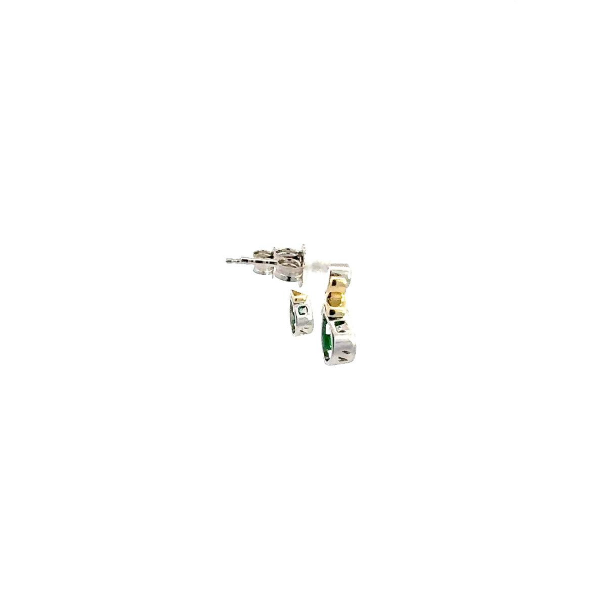 10K White and Yellow Gold Emerald &amp; Diamond Earring