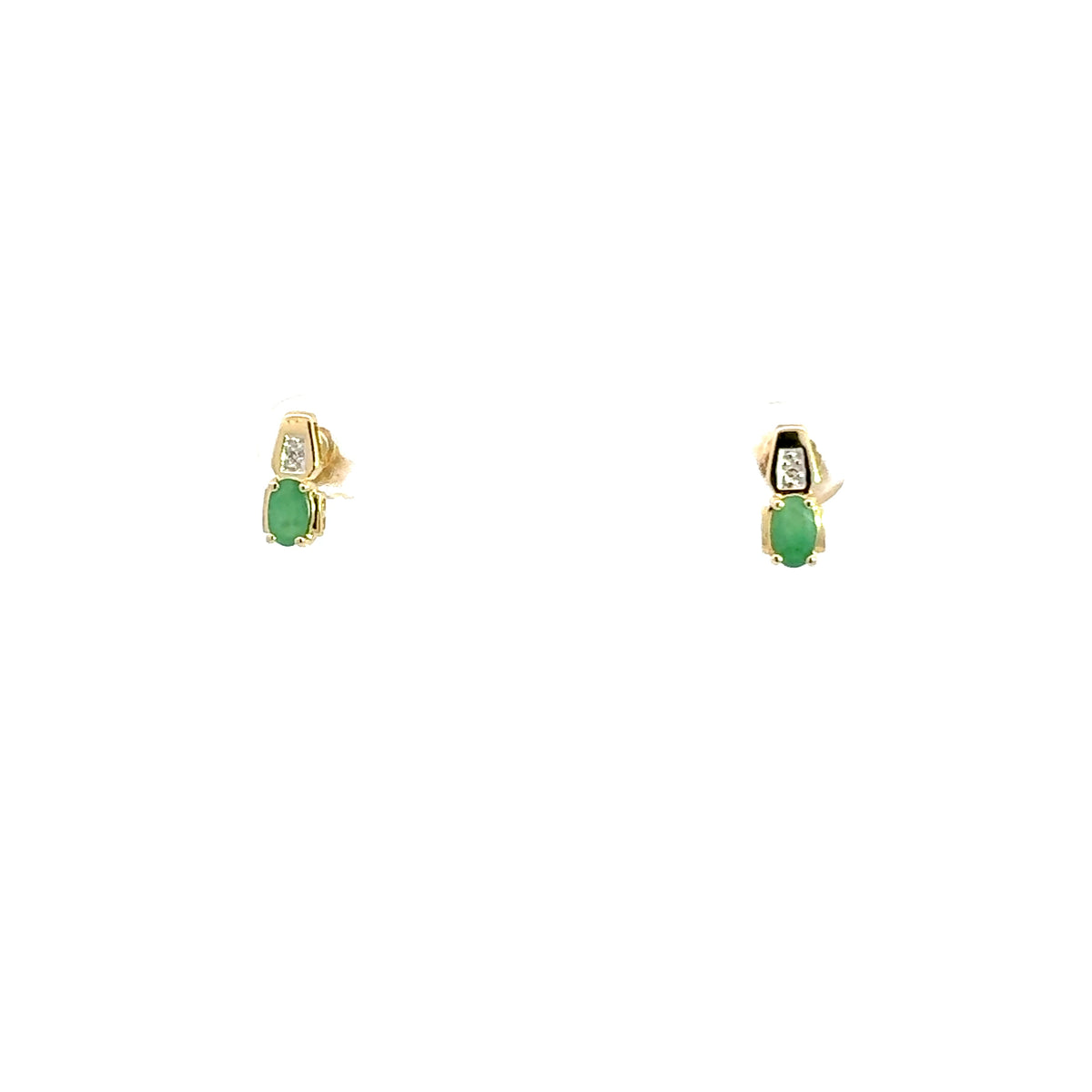 10K Yellow Gold Emerald &amp; Diamond Earring