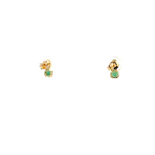 10K Yellow Gold Emerald & Diamond Earring
