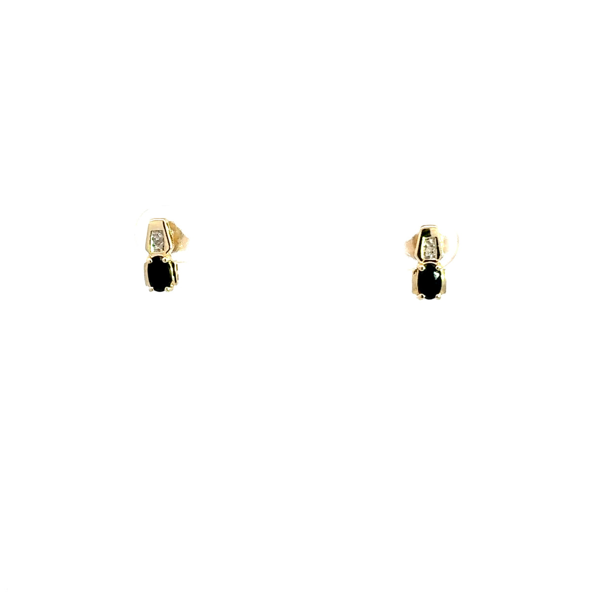 10K Yellow Gold Sapphire &amp; Diamond Earring