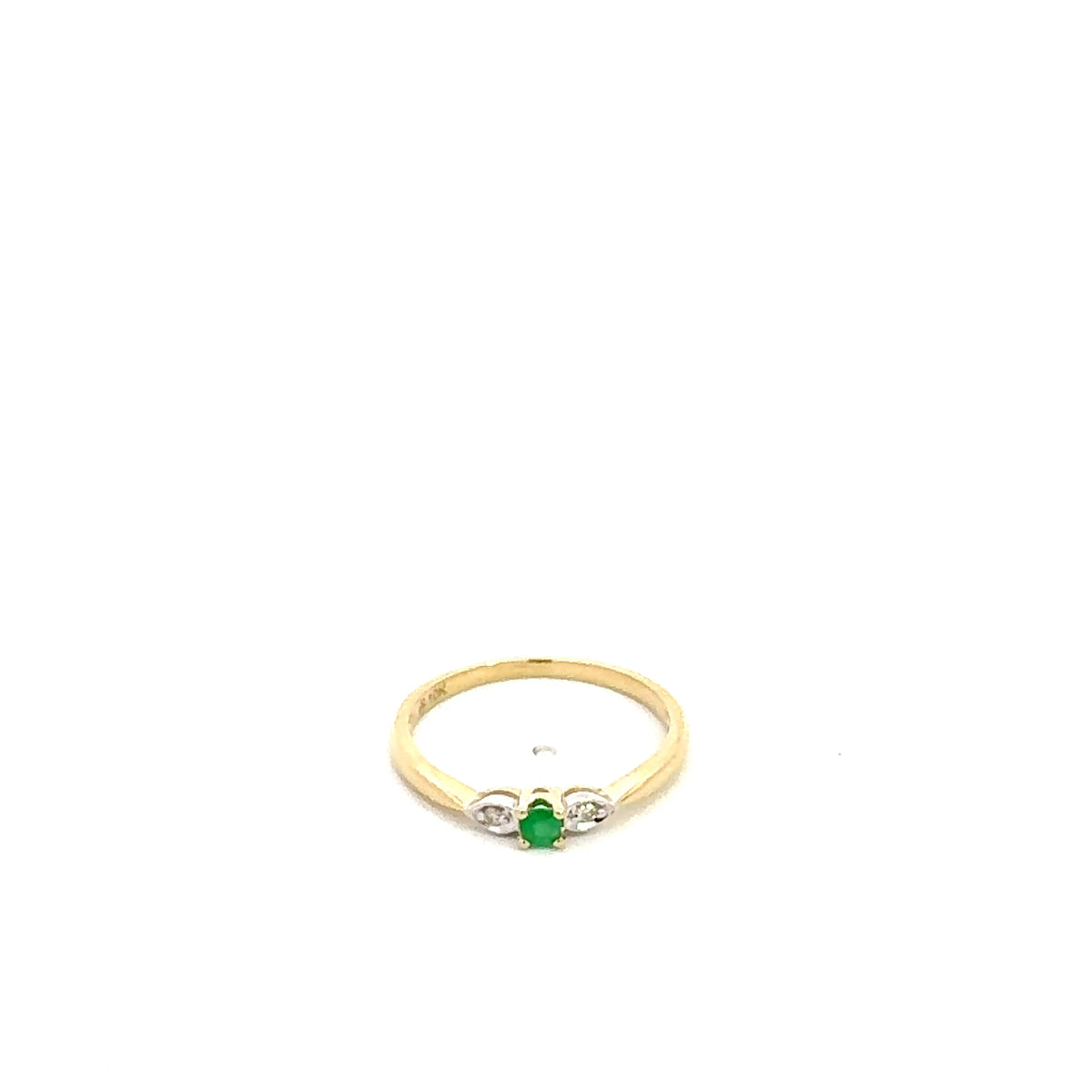 10K Yellow Gold Genuine Emerald and Diamond Ring