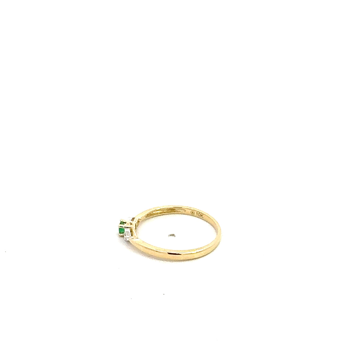 10K Yellow Gold Genuine Emerald and Diamond Ring