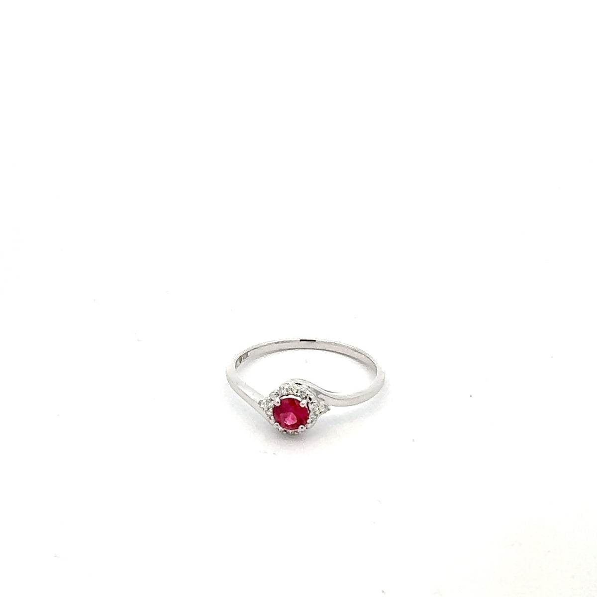 10K White Gold Ruby and Diamond Ring