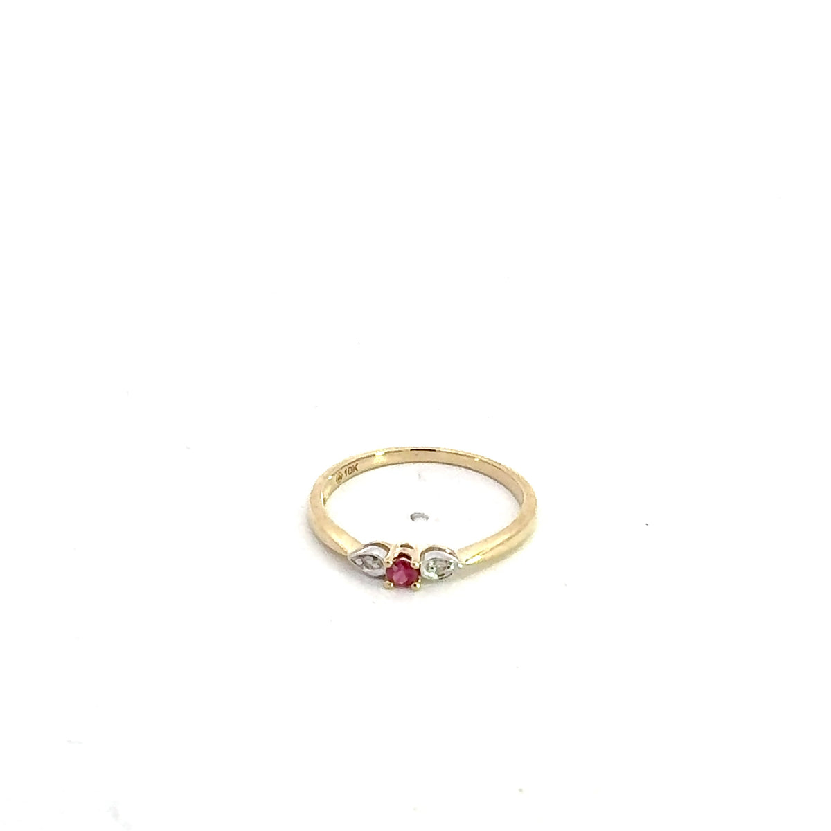 10K Yellow Gold Genuine Ruby and Diamond Ring