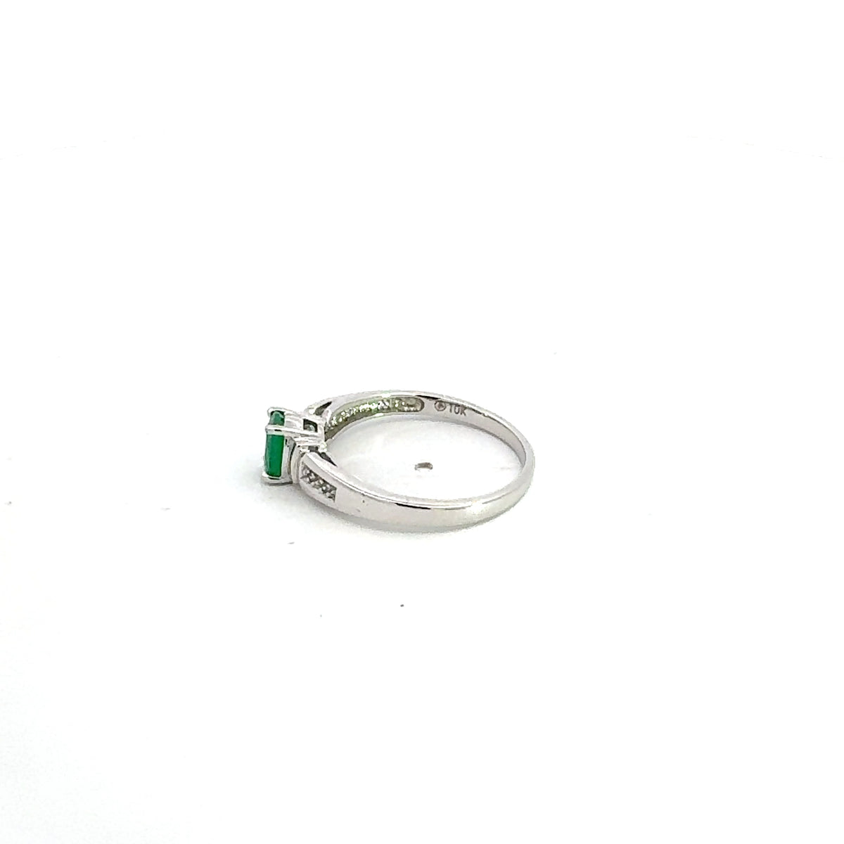 10K White Gold Emerald &amp; Diamond Ring