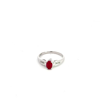 10K White Gold Ruby & Diamond Ring