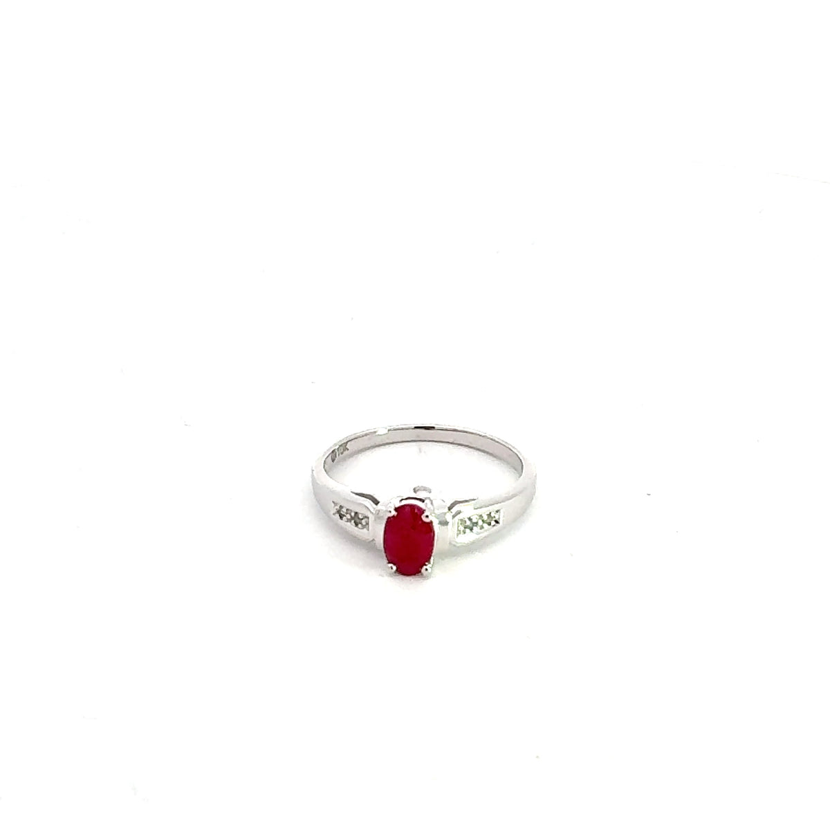 10K White Gold Ruby &amp; Diamond Ring