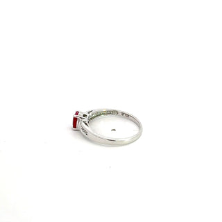 10K White Gold Ruby & Diamond Ring