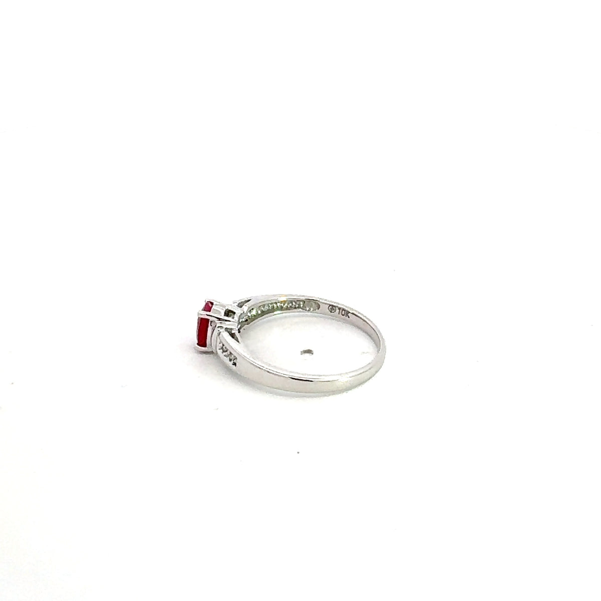 10K White Gold Ruby &amp; Diamond Ring