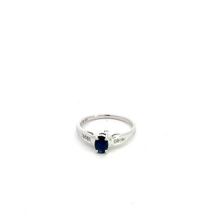 10K White Gold Sapphire & Diamond Ring