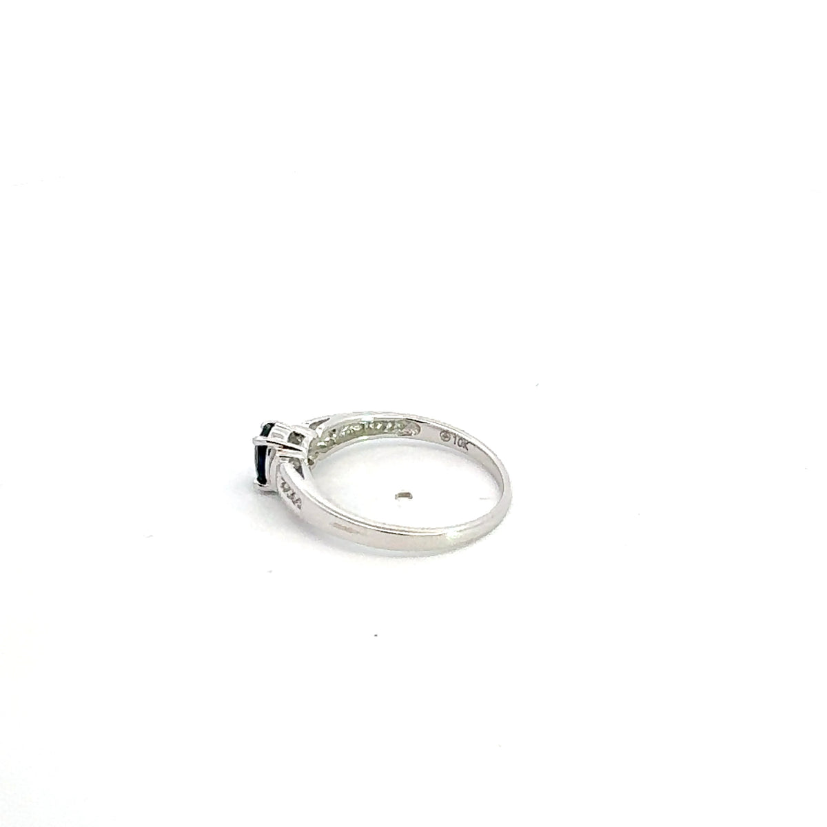 10K White Gold Sapphire &amp; Diamond Ring