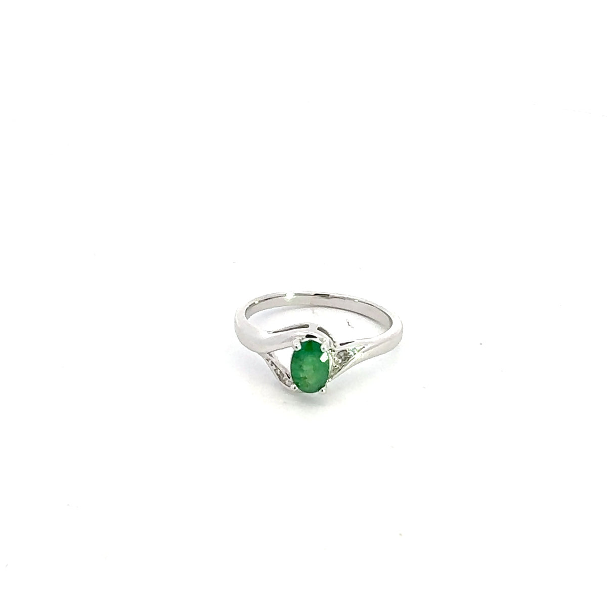 10K White Gold Emerald &amp; Diamond Ring