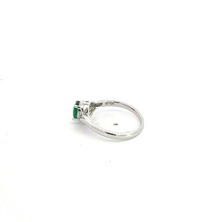 10K White Gold Emerald & Diamond Ring