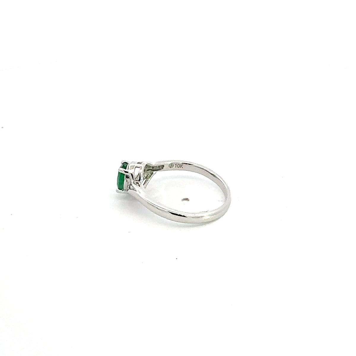 10K White Gold Emerald &amp; Diamond Ring